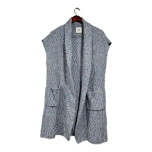 CAbi Sweaters - CAbi Napa Blue Marled Knit Open Front Long Duster Cardigan Sweater Vest Size S